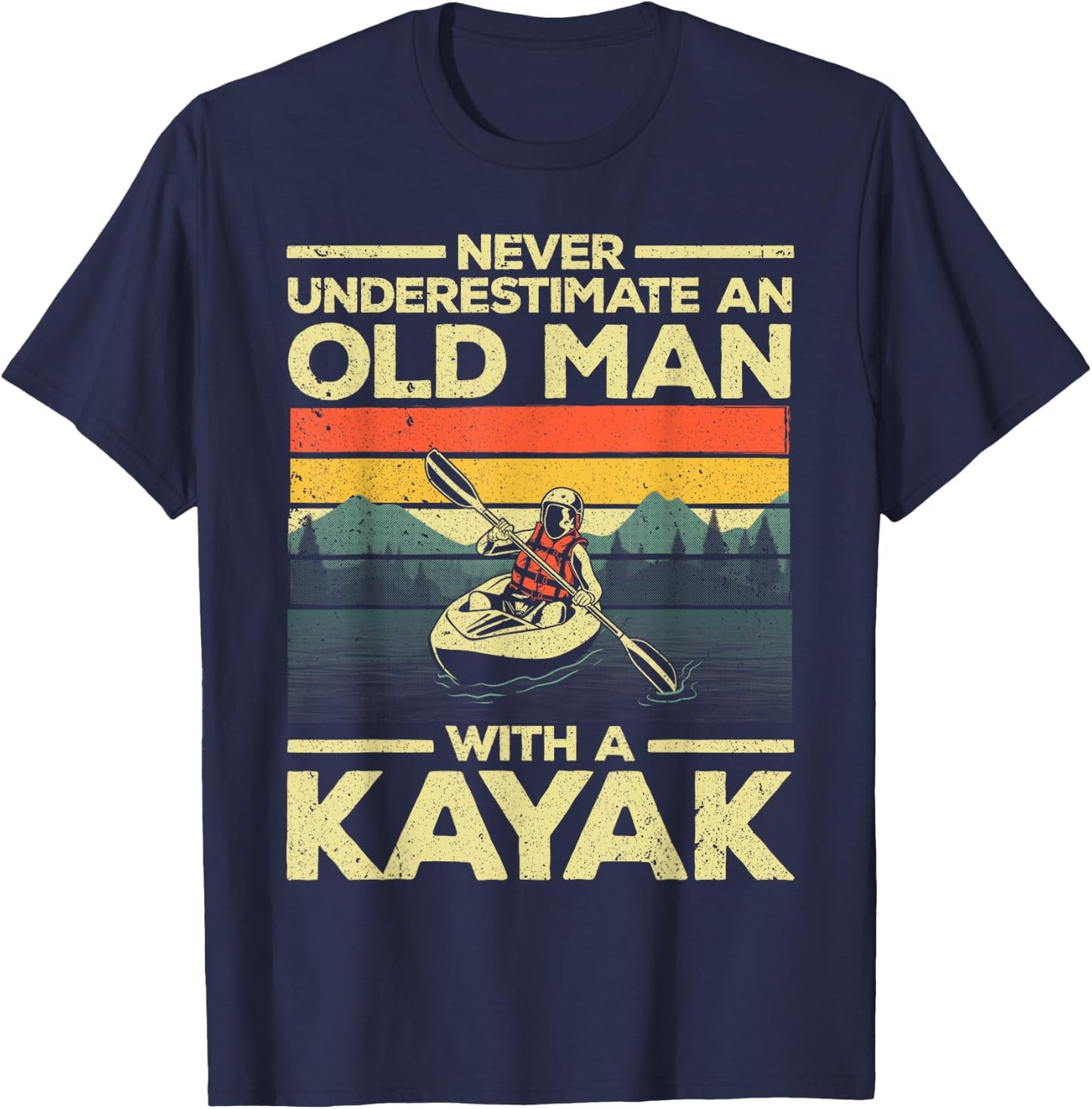 Funny Kayaking Design Grandpa Kayaker Kayak Lovers T-Shirt - T-Shirt | Navy
