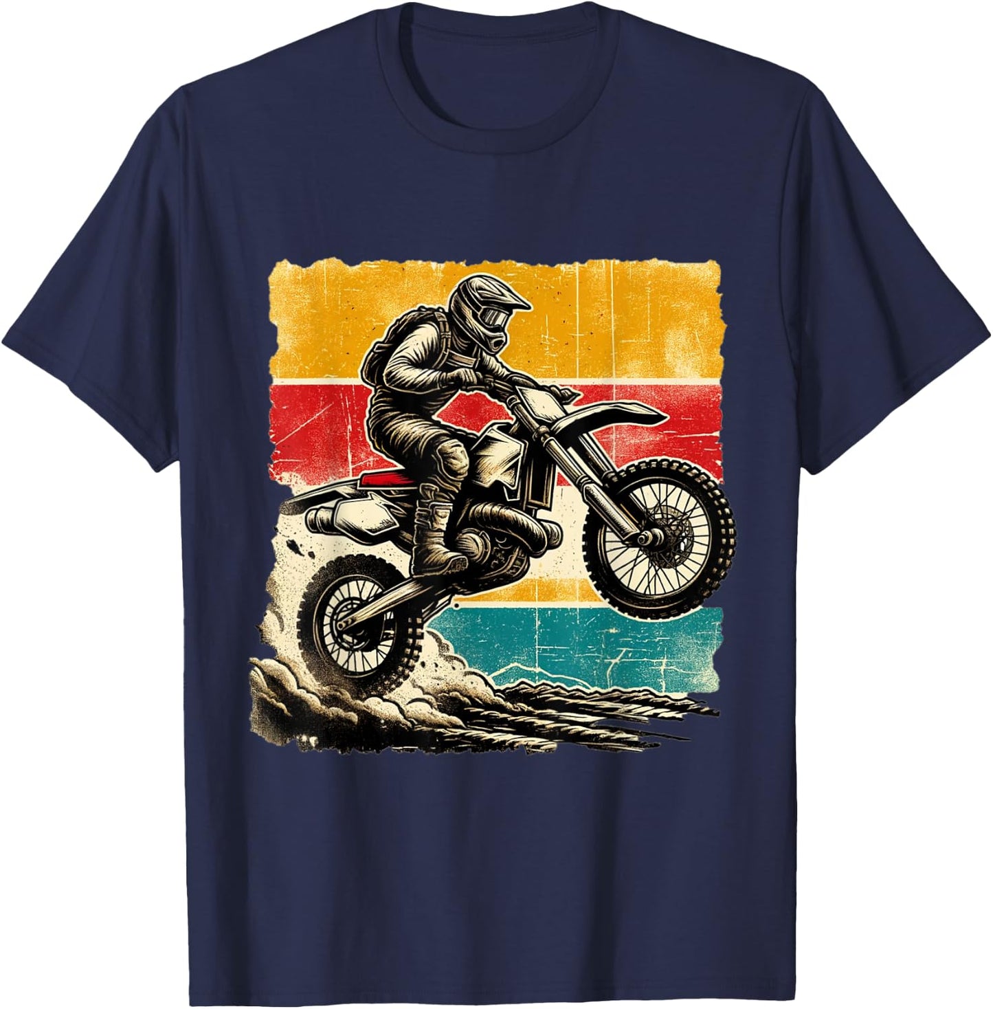 Vintage Motocross Stunt Dirt Bike Racing MX Enduro Off-Road T-Shirt - T-Shirt | Navy