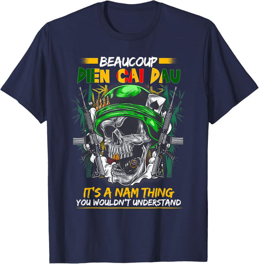Beaucoup Dien Cai Dau Vietnam Veteran Grandpa Veteran's Day T-Shirt - T-Shirt | Navy