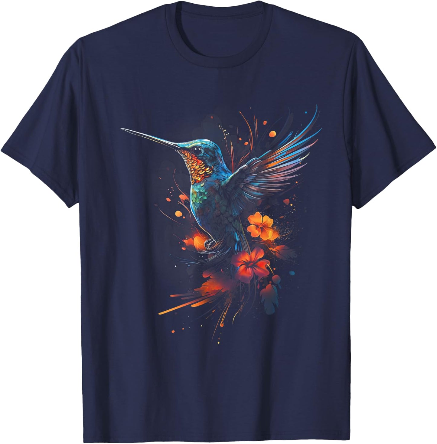 Hummingbird Flower Bird lover Animal T-Shirt - T-Shirt | Navy