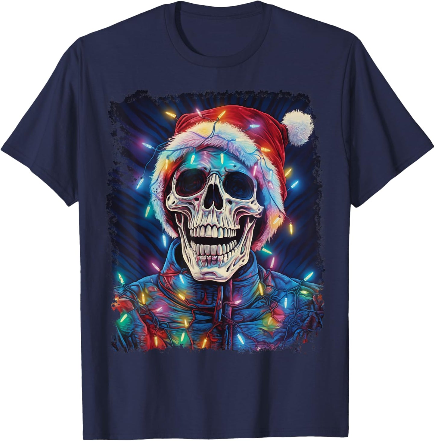 Christmas Skeleton Anatomy Scary Halloween T-Shirt - T-Shirt | Navy