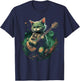 Rock Cat Playing Guitar Cat Funny Guitar Cat Kitty T-Shirt - T-Shirt | Navy