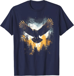 Eagle Forest Animal Wildlife T-Shirt - T-Shirt | Navy