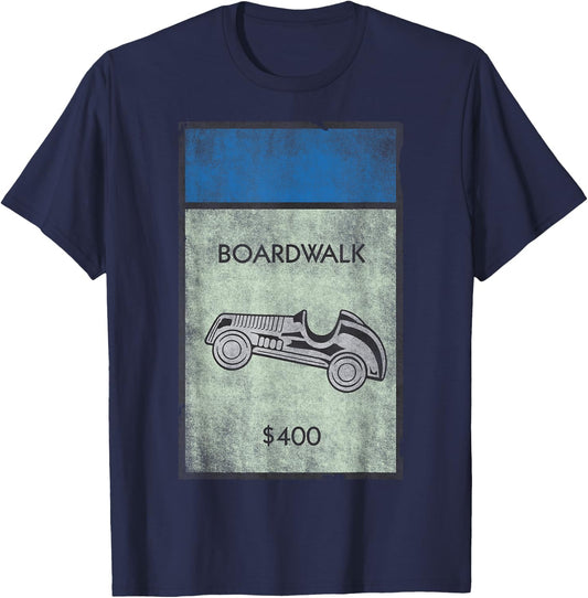 Monopoly Car Token In Boardwalk Space Vintage Shot T-Shirt - T-Shirt | Navy