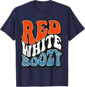 Red White & Boozy Retro, 4th Of July, Patriotic Men T-Shirt - T-Shirt | Navy