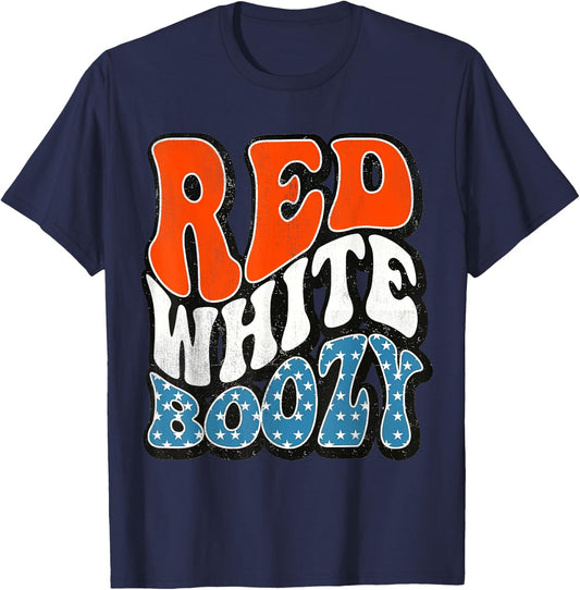 Red White & Boozy Retro, 4th Of July, Patriotic Men T-Shirt - T-Shirt | Navy