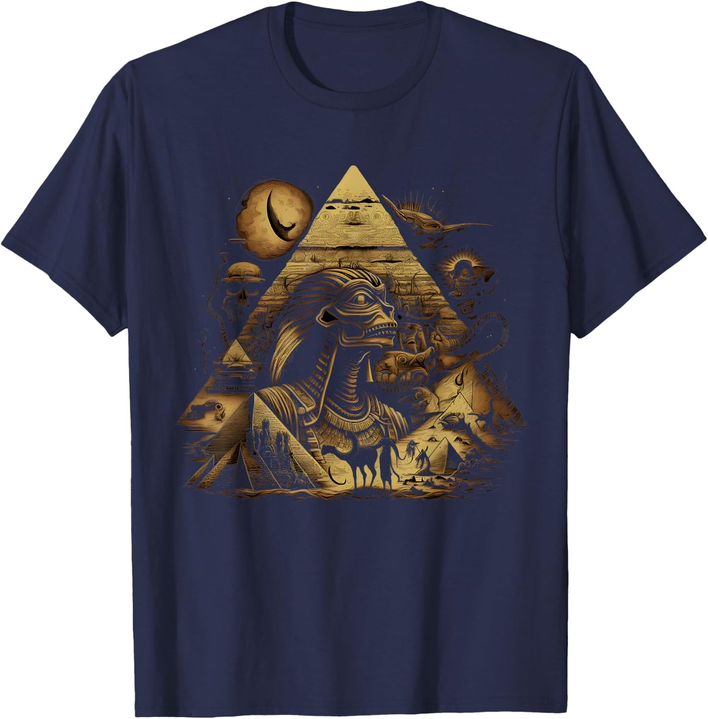Ancient Egyptian Pyramids Aliens Space UFO Science T-Shirt - T-Shirt | Navy