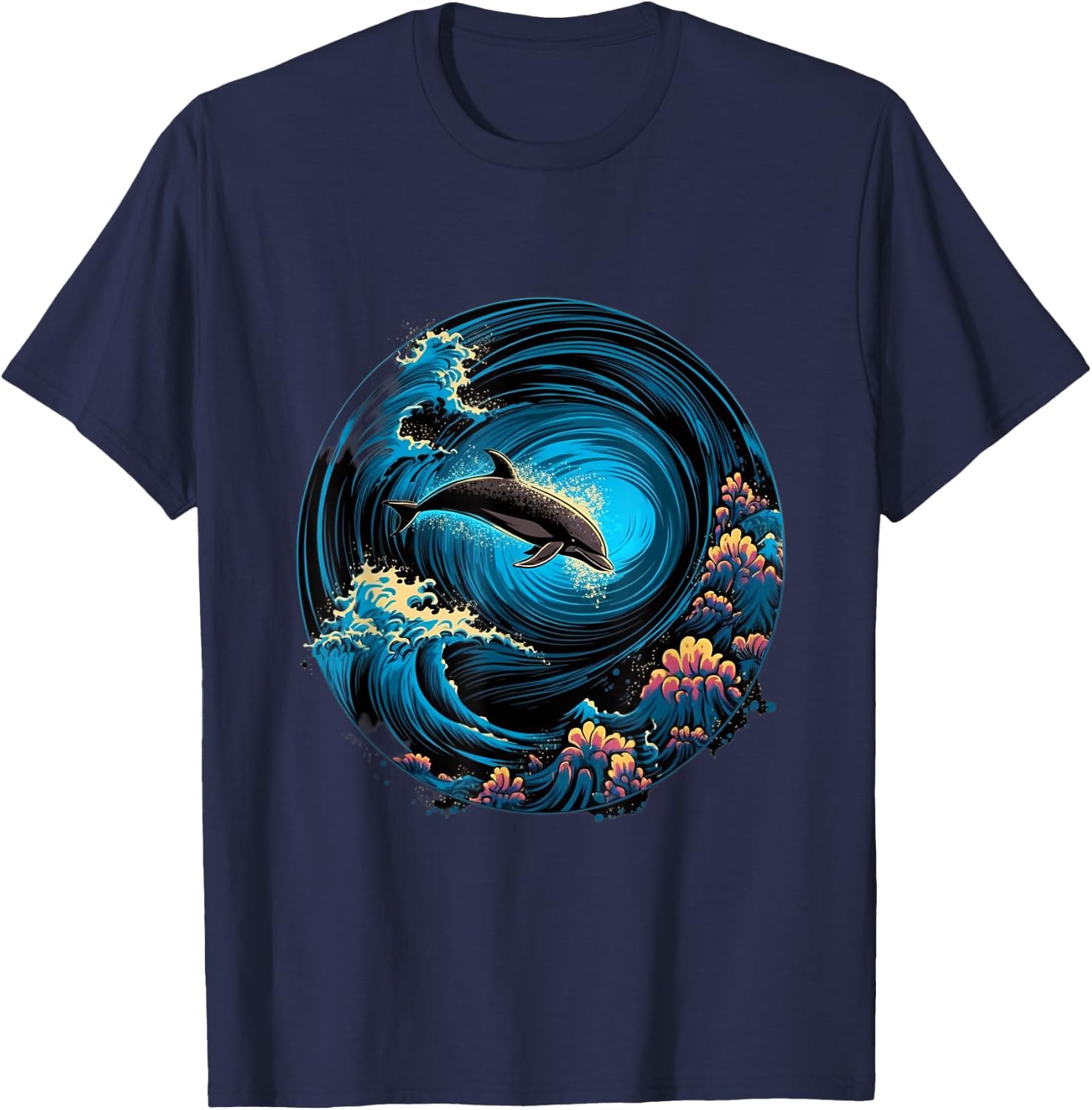 AquaMuse: The Ocean's Delight T-Shirt - T-Shirt | Navy