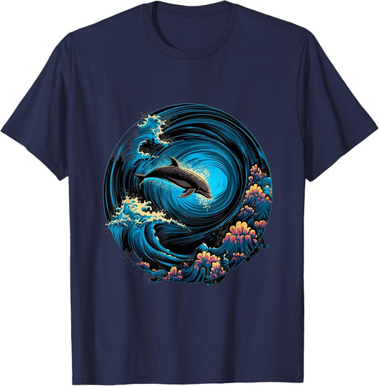AquaMuse: The Ocean's Delight T-Shirt - T-Shirt | Navy