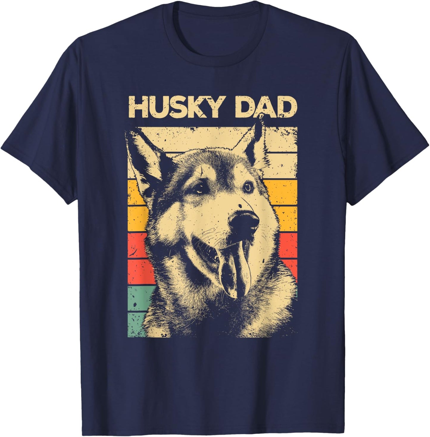 Best Husky Design For Dad Men Siberian Husky Pet Dog Lovers T-Shirt - T-Shirt | Navy