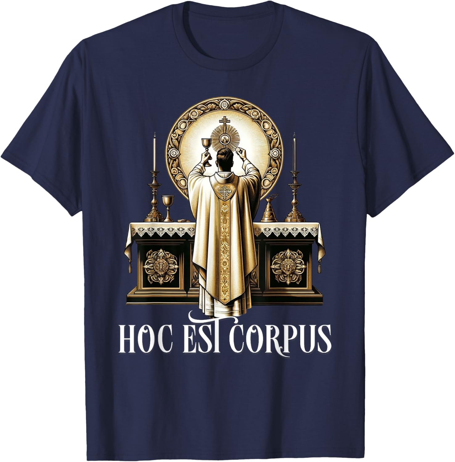 Eucharistic Consecration Traditional Latin Mass Catholic T-Shirt - T-Shirt | Navy