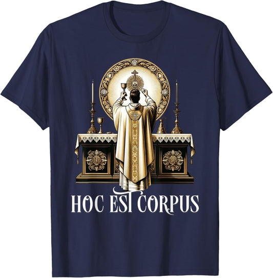 Eucharistic Consecration Traditional Latin Mass Catholic T-Shirt - T-Shirt | Navy