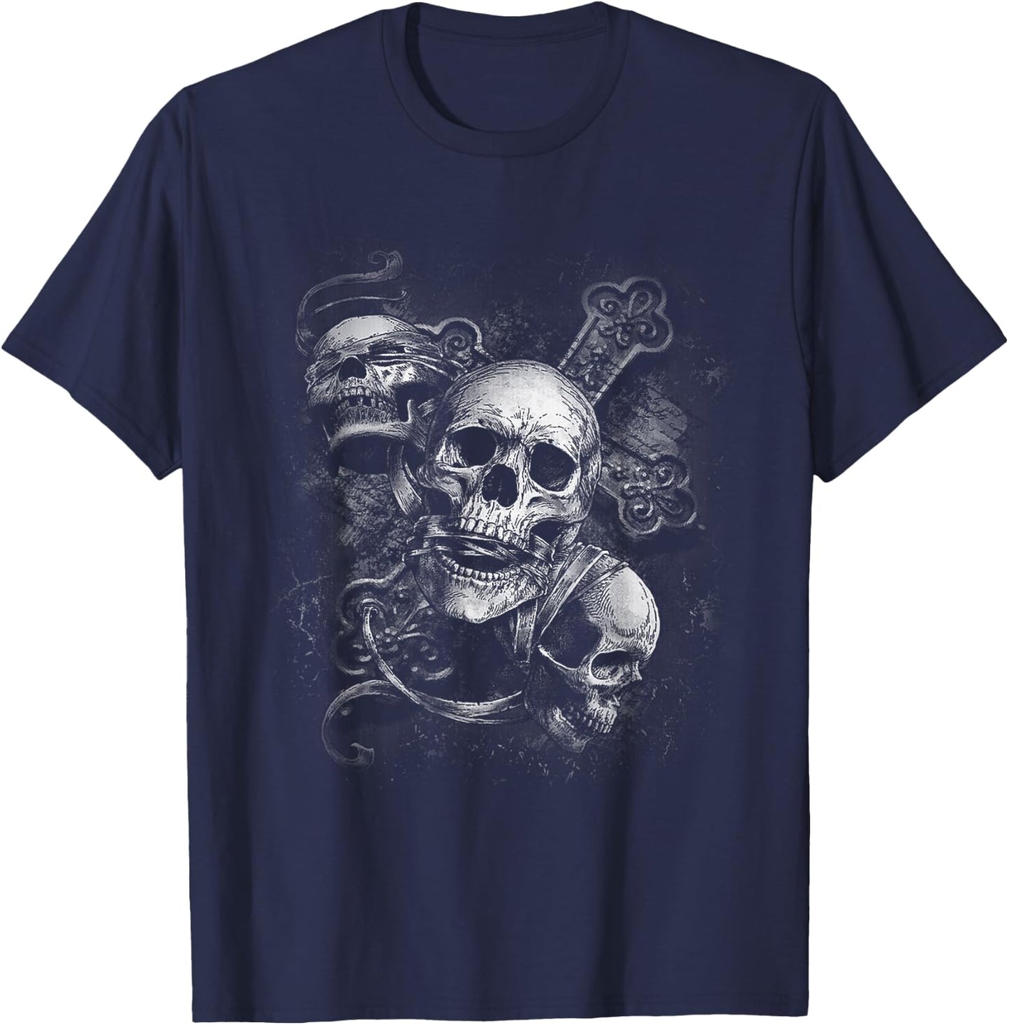 Hear No See No Speak No Evil, Dark Skeleton T-Shirt - T-Shirt | Navy