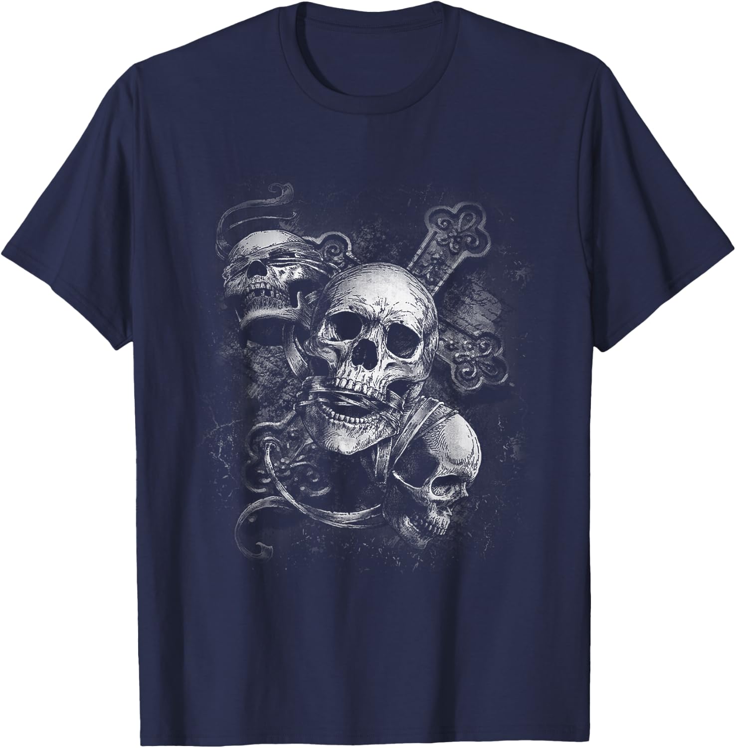 Hear No See No Speak No Evil, Dark Skeleton T-Shirt - T-Shirt | Navy
