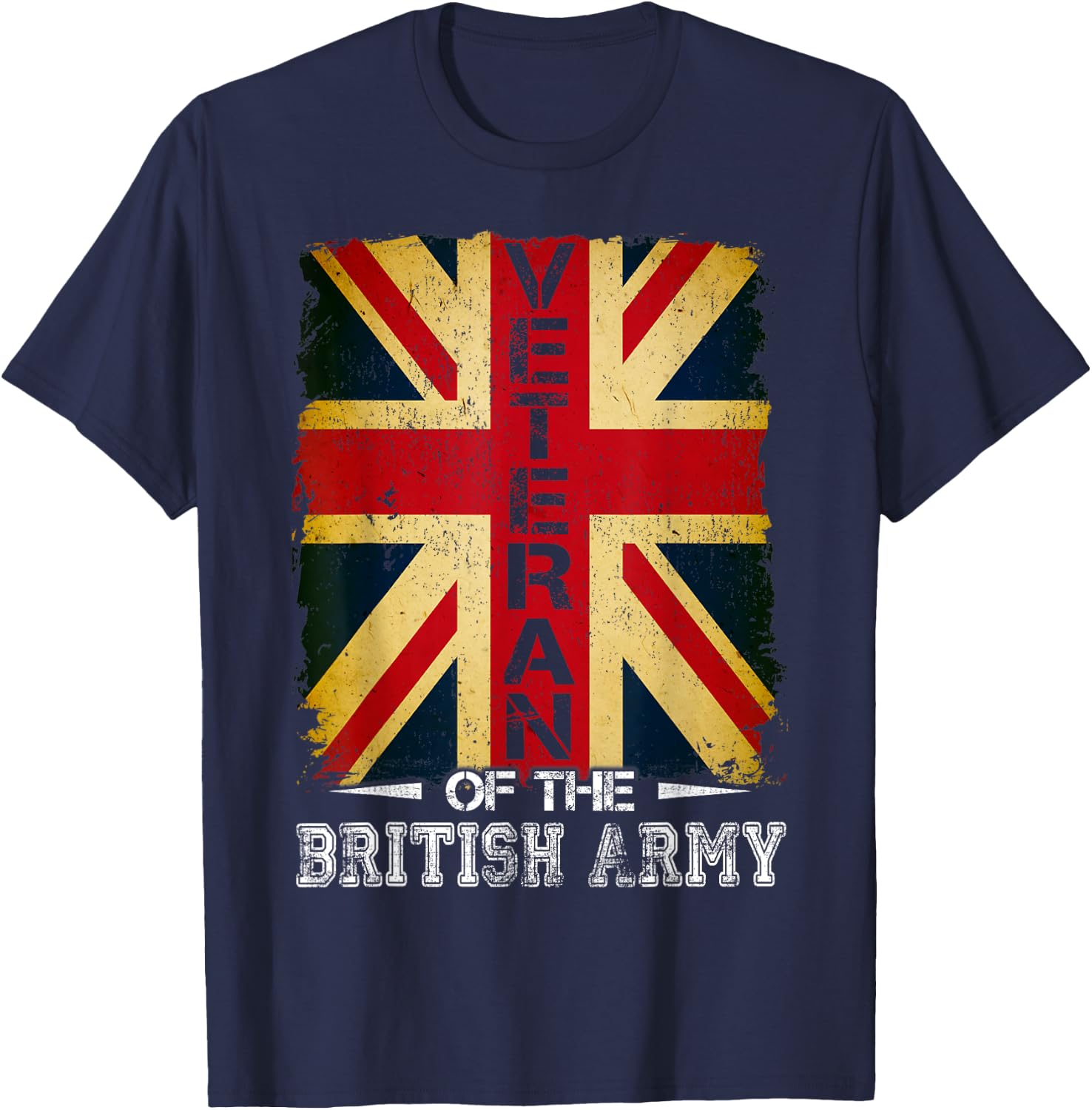 British Army Veteran Soldier Union Jack Flag UK Armed Forces T-Shirt - T-Shirt | Navy