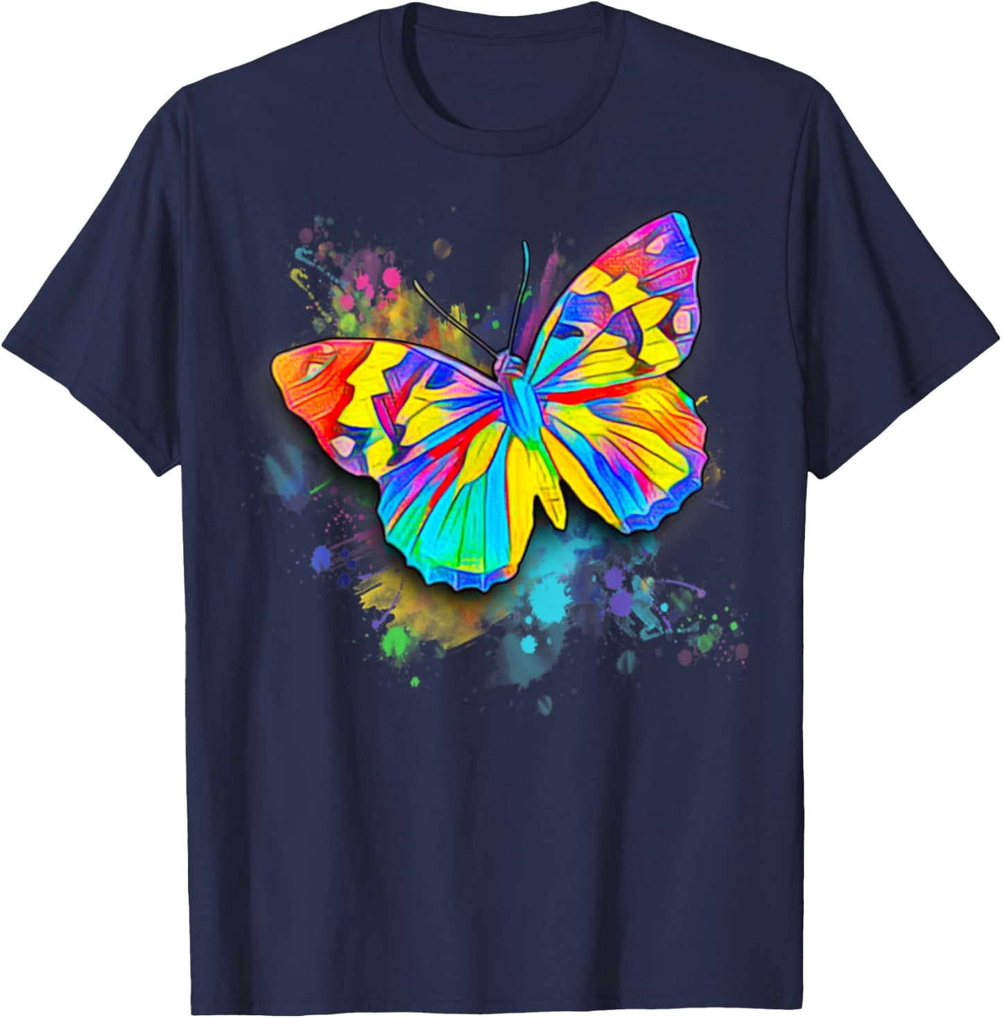 Colorful & Pretty Retro Butterfly Gear , Men & Kids T-Shirt - T-Shirt | Navy
