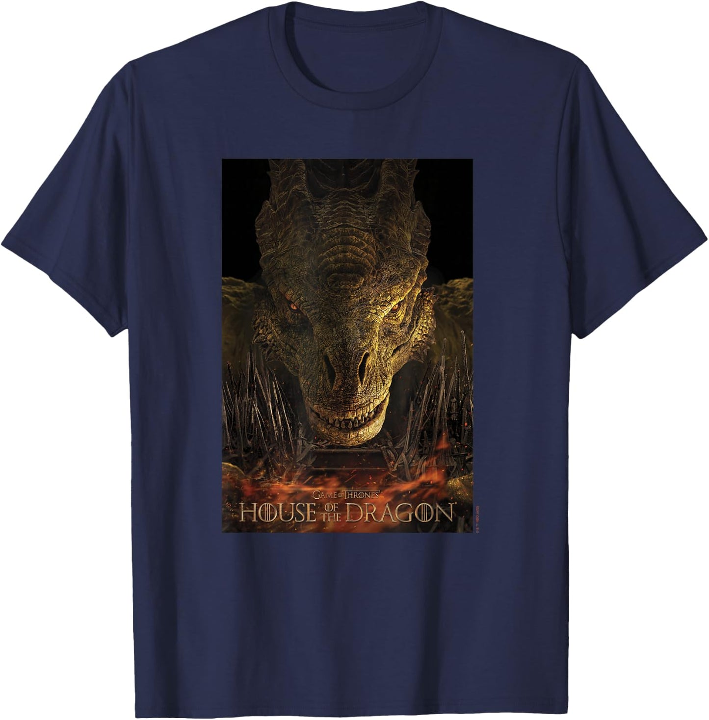 House of the Dragon Syrax Fire And Blood Poster T-Shirt - T-Shirt | Navy