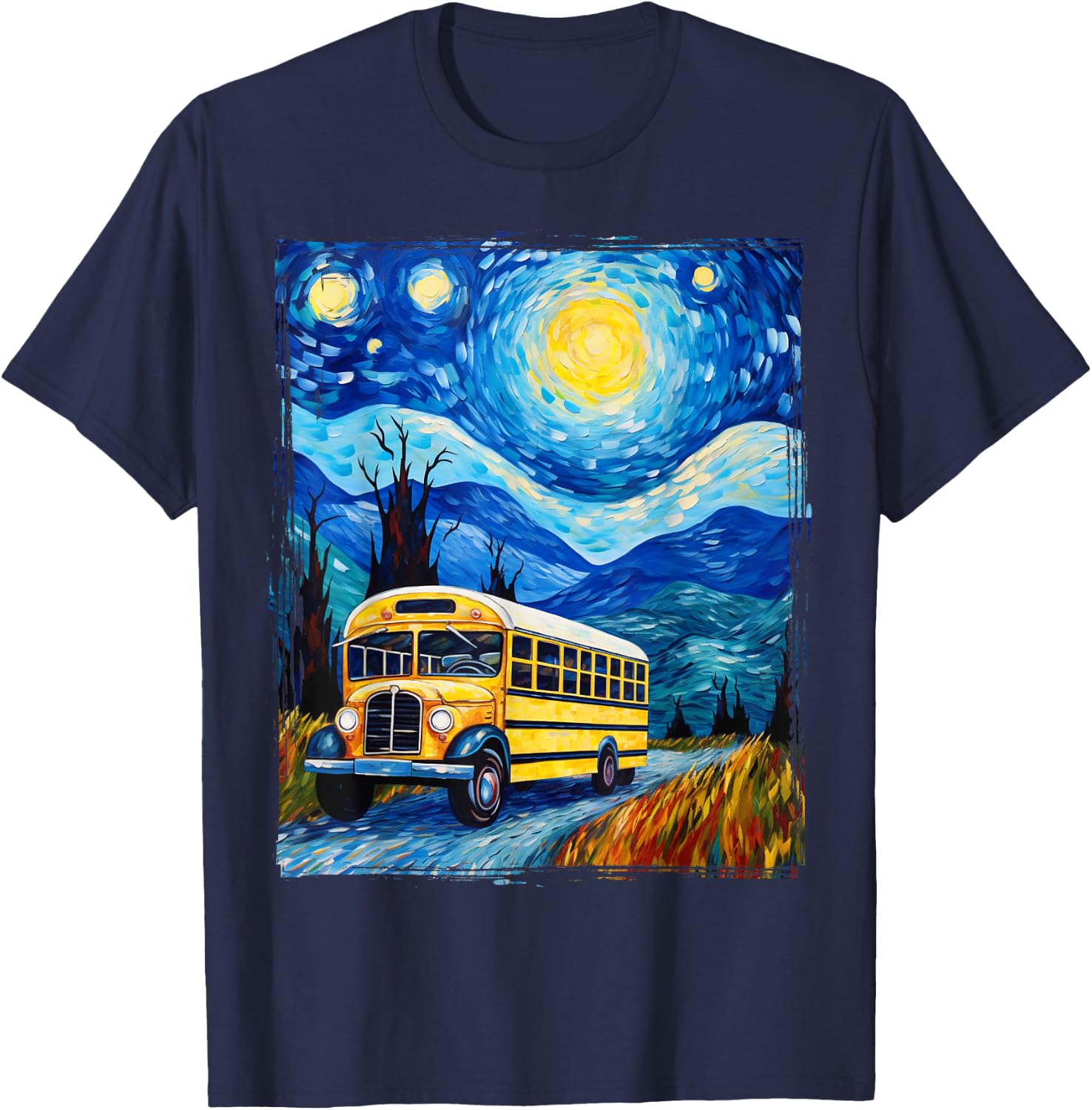 School Bus Driver Art T-Shirt - T-Shirt | Navy
