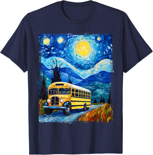 School Bus Driver Art T-Shirt - T-Shirt | Navy