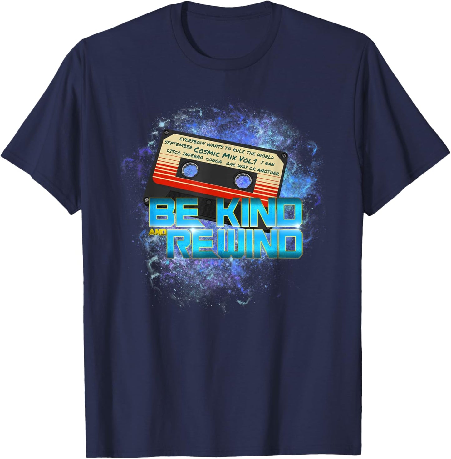 Cosmic Cassette Be Kind Rewind 80s - Out-of-this-World T-Shirt - T-Shirt | Navy