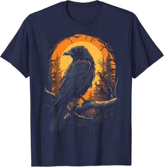 Raven Black gothic Occult Viking Witchcraft T-Shirt - T-Shirt | Navy