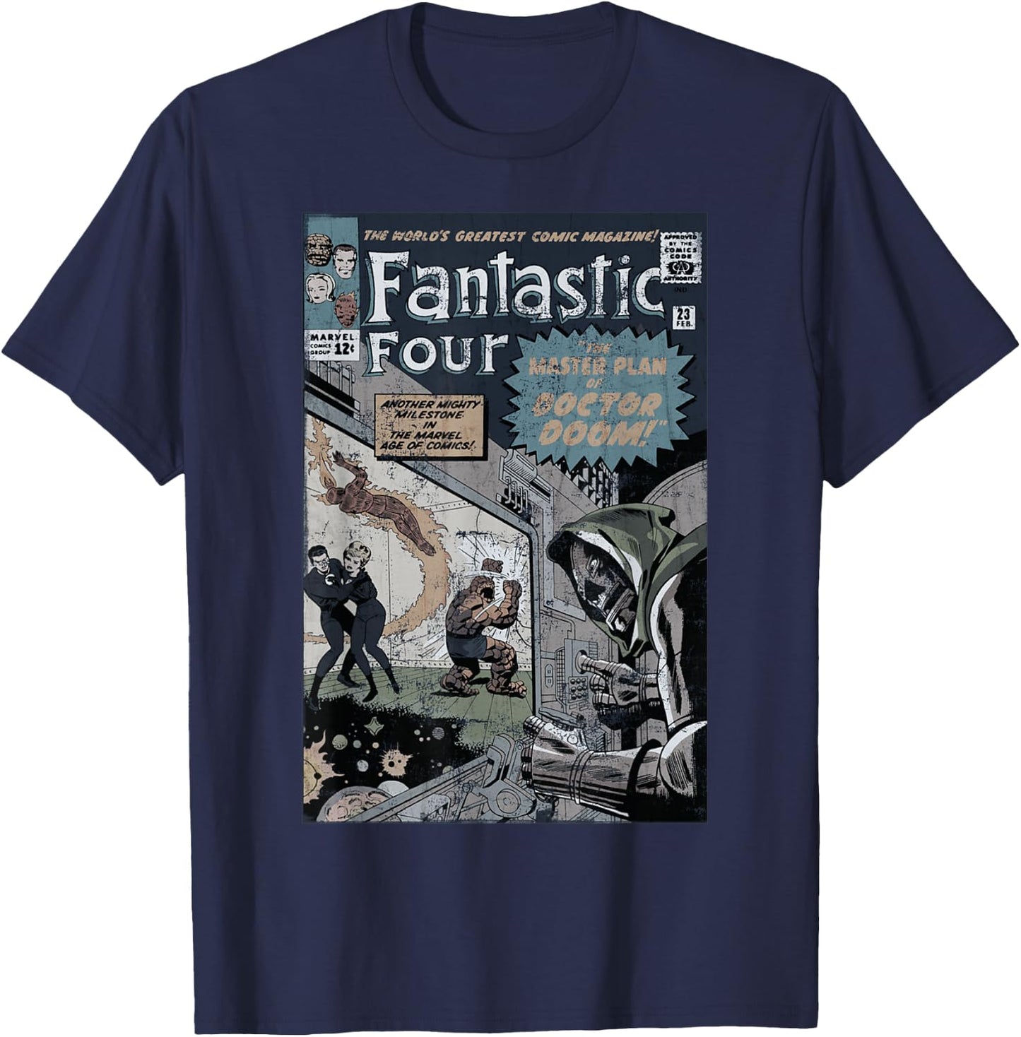 Marvel Fantastic Four The Master Plan of Doctor Doom Retro T-Shirt - T-Shirt | Navy