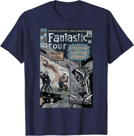 Marvel Fantastic Four The Master Plan of Doctor Doom Retro T-Shirt - T-Shirt | Navy