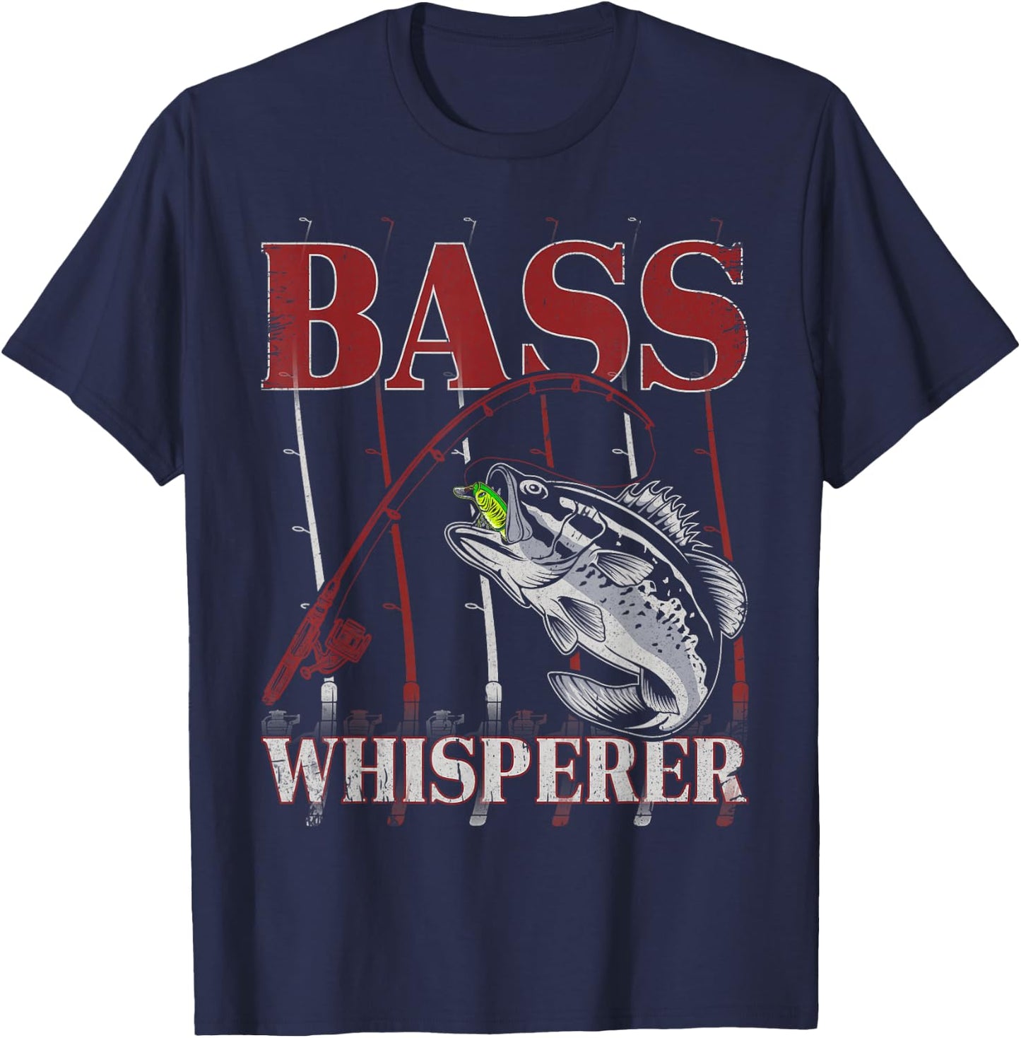 Patriotic Anglers American Bass Pro Whisperer Fisherman T-Shirt - T-Shirt | Navy
