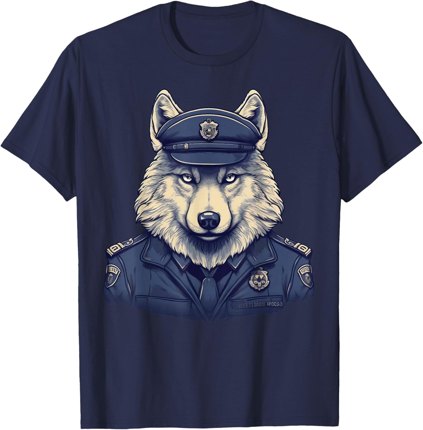 Police Officer Wolf Cop on Police Wolf T-Shirt - T-Shirt | Navy