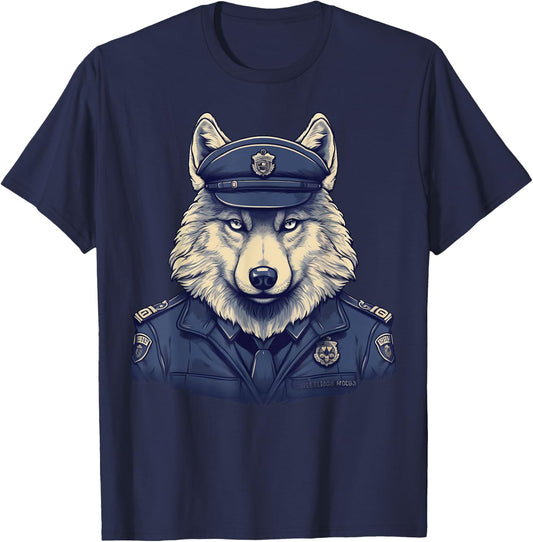 Police Officer Wolf Cop on Police Wolf T-Shirt - T-Shirt | Navy