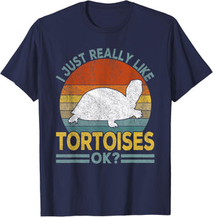 I Just Really Like Tortoises Turtle Funny Tortoise Retro T-Shirt - T-Shirt | Navy