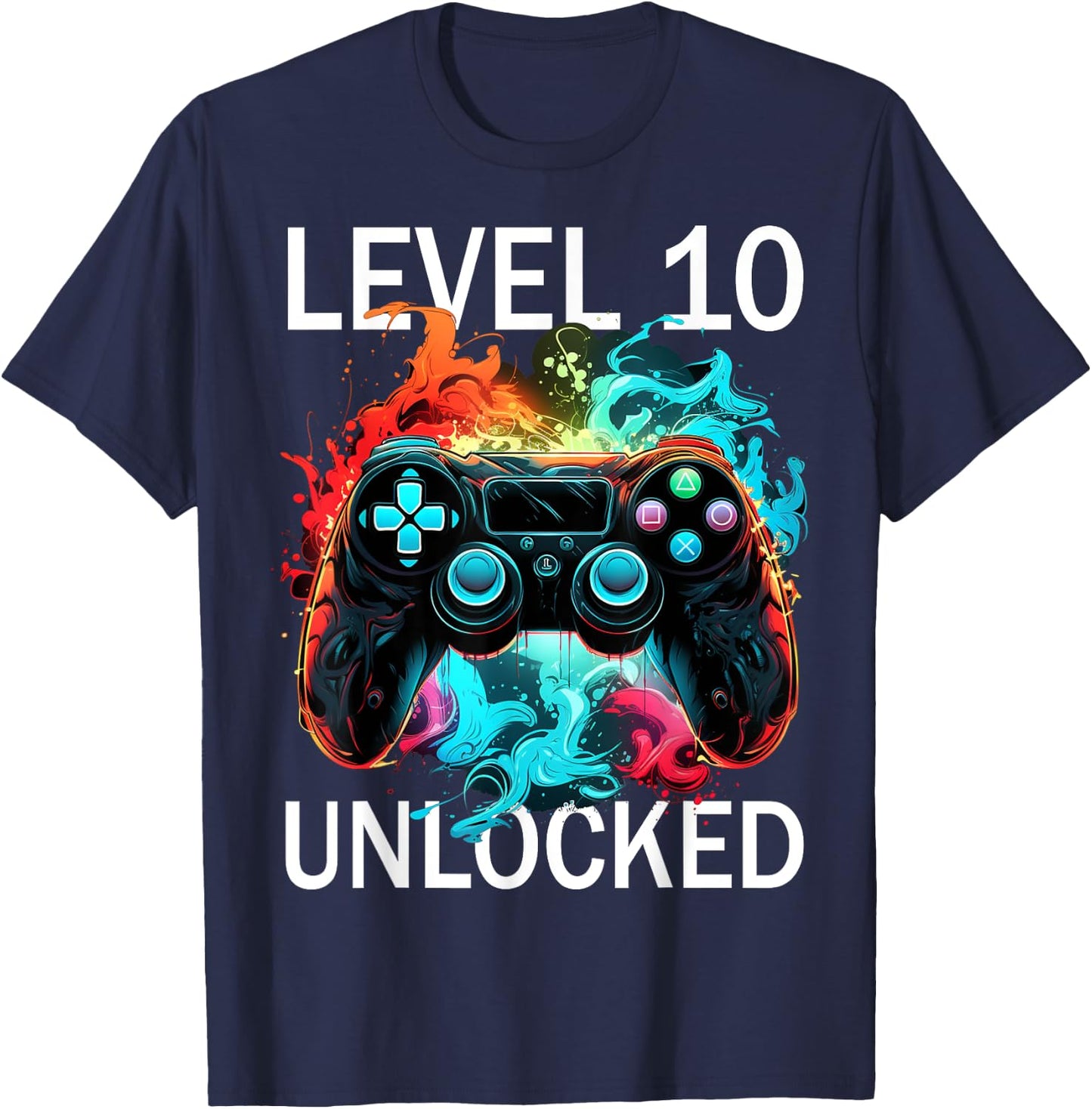 Kids Level 10 Unlocked Video Gamer Retro 10th Birthday Game T-Shirt - T-Shirt | Navy