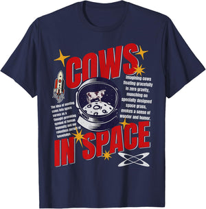 Cows In Space Exploration Funny Cow Lover Astronomy T-Shirt - T-Shirt | Navy