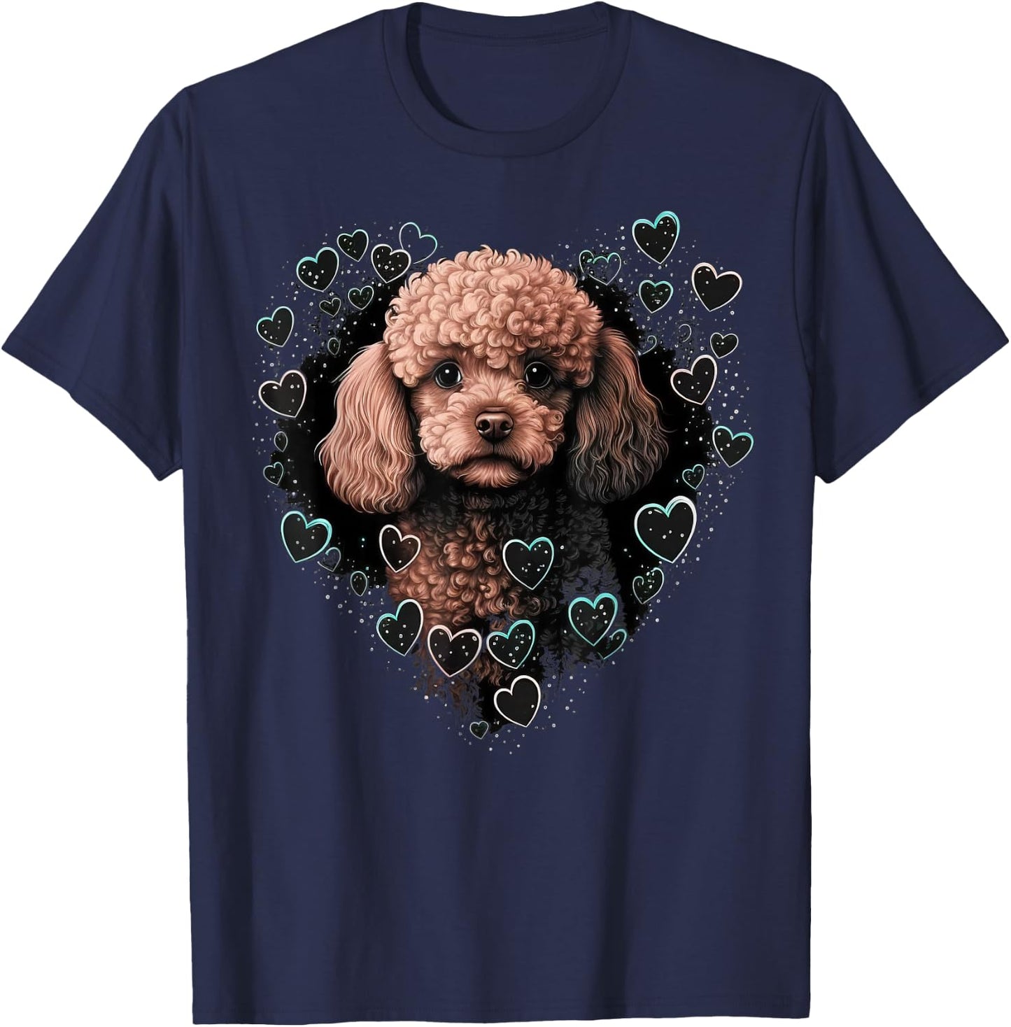 Toy Poodle Love Heart for Valentines Day on Poodle Lover T-Shirt - T-Shirt | Navy