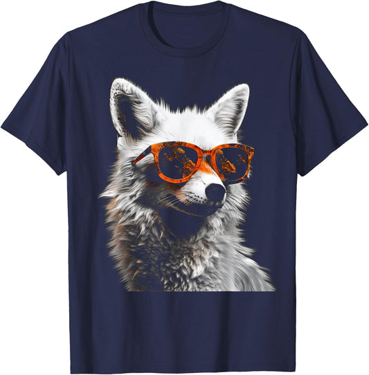 Fox Art Sunglasses - Animal Fox T-Shirt - T-Shirt | Navy