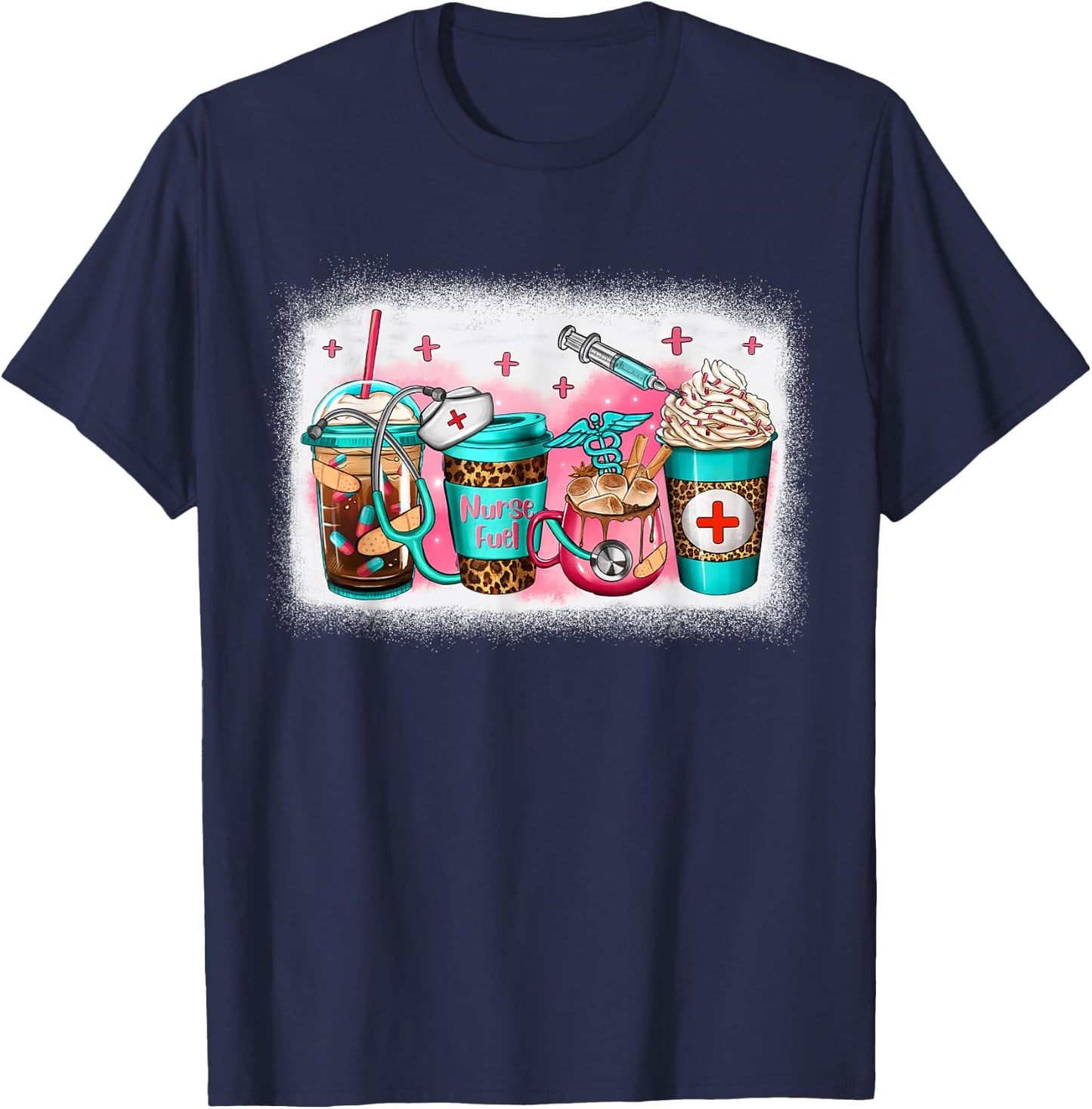 Women Nurse Fuel Coffee Cups, Funny Nurse Life RN Nursing T-Shirt - T-Shirt | Navy