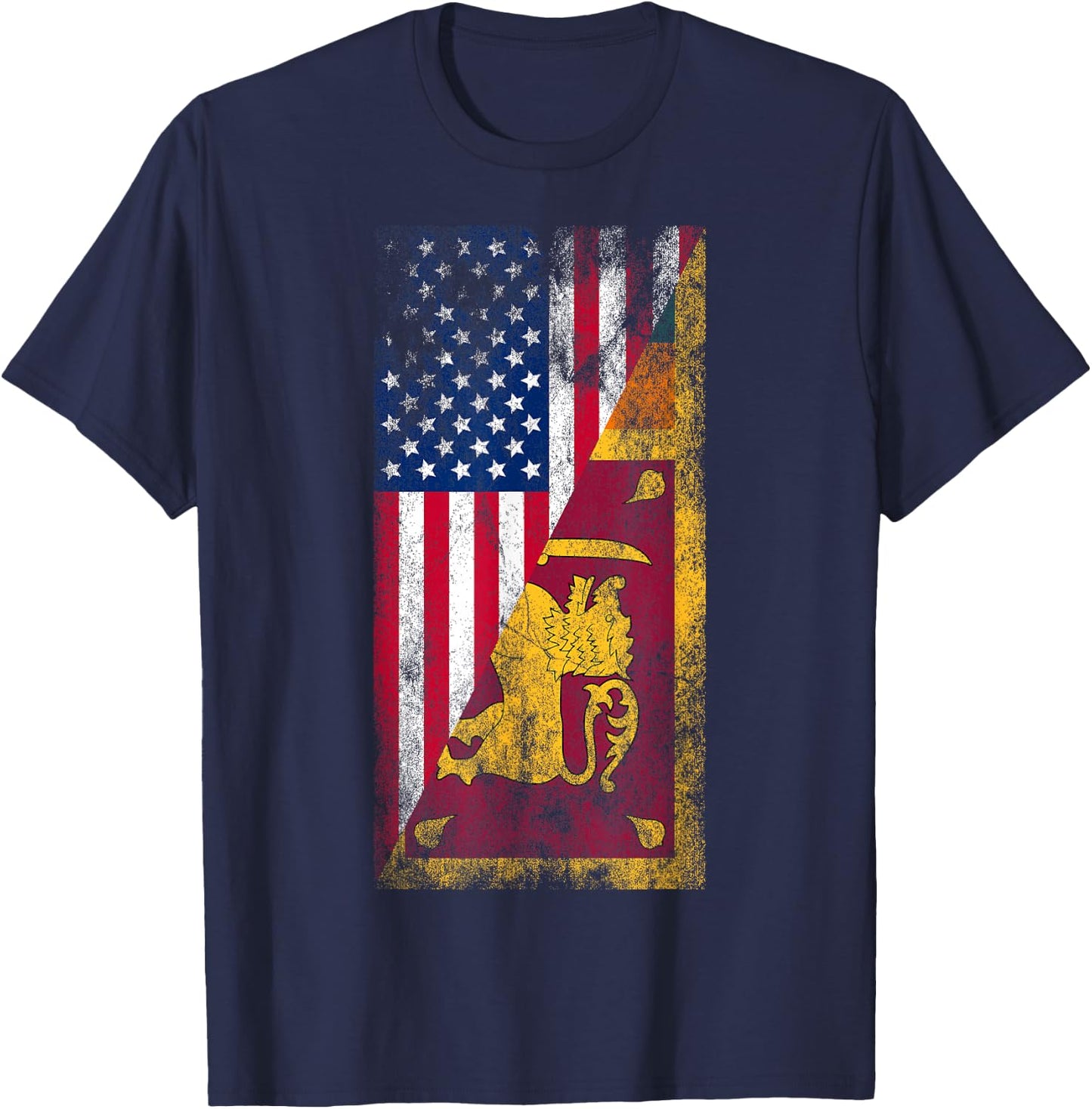 USA & Sri Lanka Flags - United States of America, Sri Lankan T-Shirt - T-Shirt | Navy