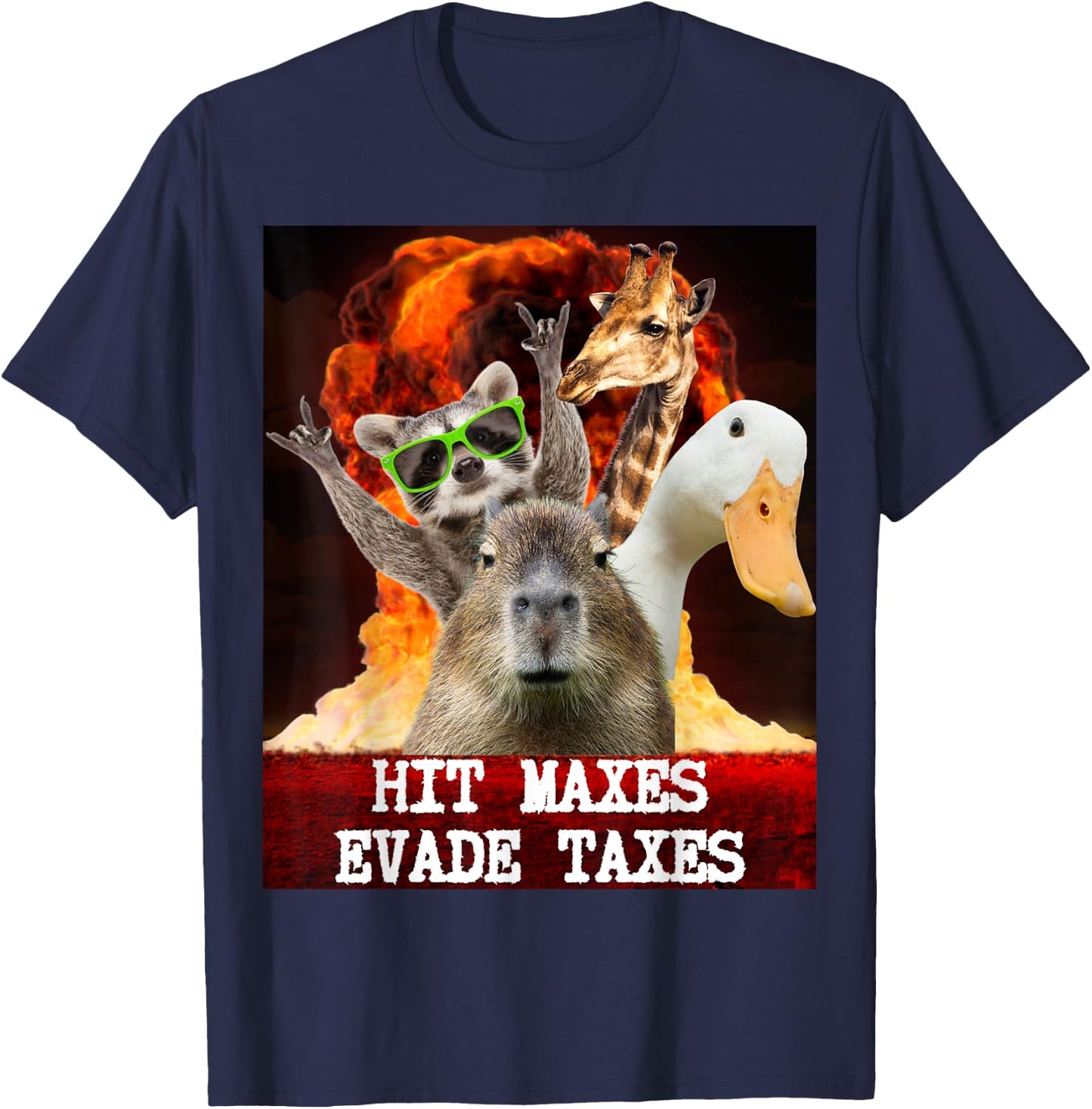 Funny Gym Weightlifting Hit Maxes Evade Taxes Workout Meme T-Shirt - T-Shirt | Navy