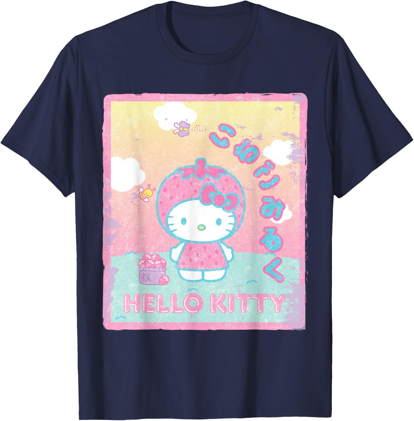 Hello Kitty Strawberry Milk T-Shirt - T-Shirt | Navy