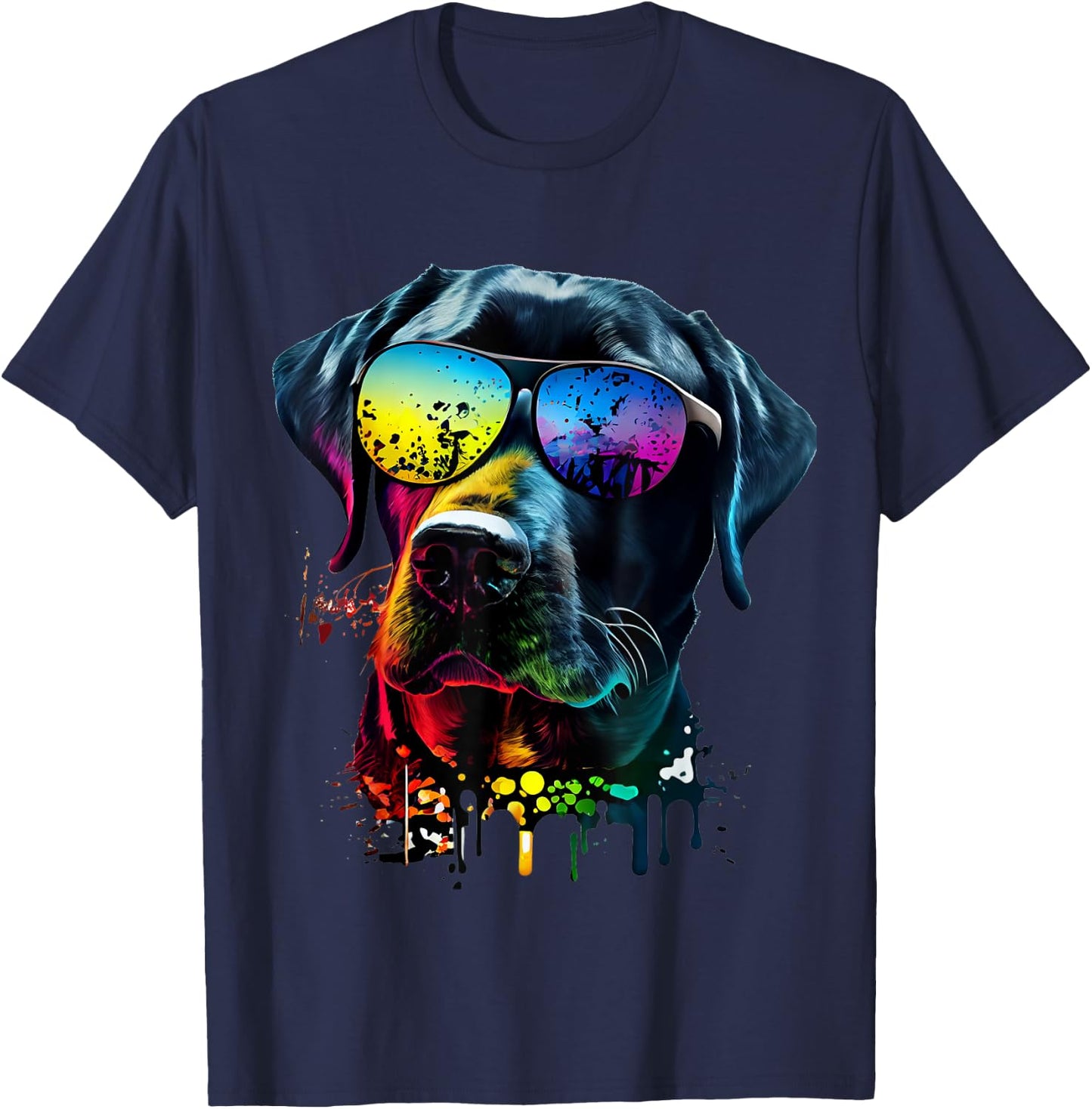 Labrador retriever walking dog fans sunglasses dogs T-Shirt - T-Shirt | Navy