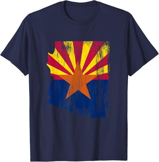Arizona Vintage State Map Flag Pride T-Shirt - T-Shirt | Navy