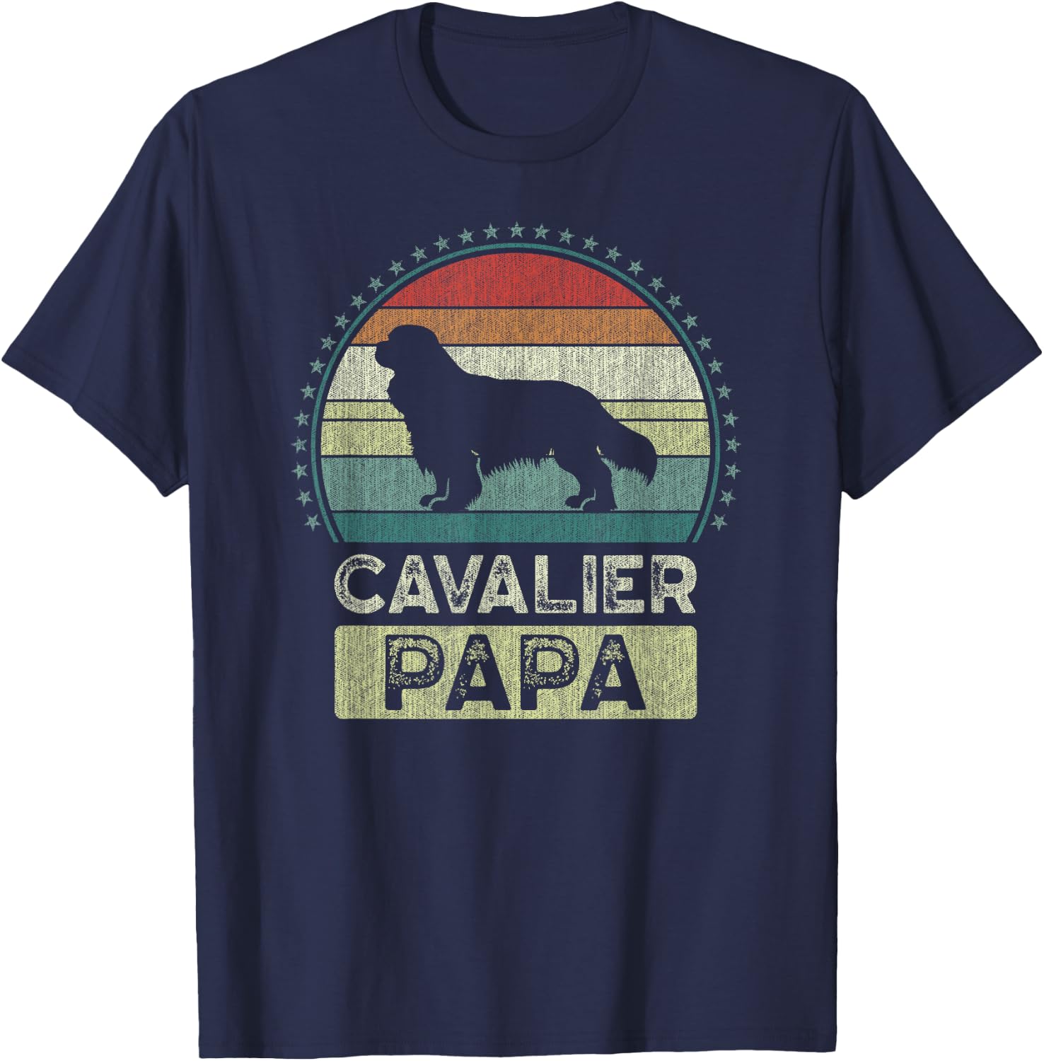 Cavalier Papa, Father's Day, Dad, Grandpa, Spaniel Dog T-Shirt - T-Shirt | Navy