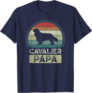Cavalier Papa, Father's Day, Dad, Grandpa, Spaniel Dog T-Shirt - T-Shirt | Navy