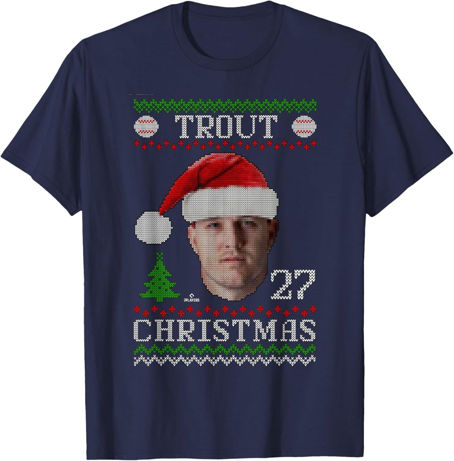 Mike Trout Los Angeles Baseball Christmas Sweater MLBPA T-Shirt - T-Shirt | Navy