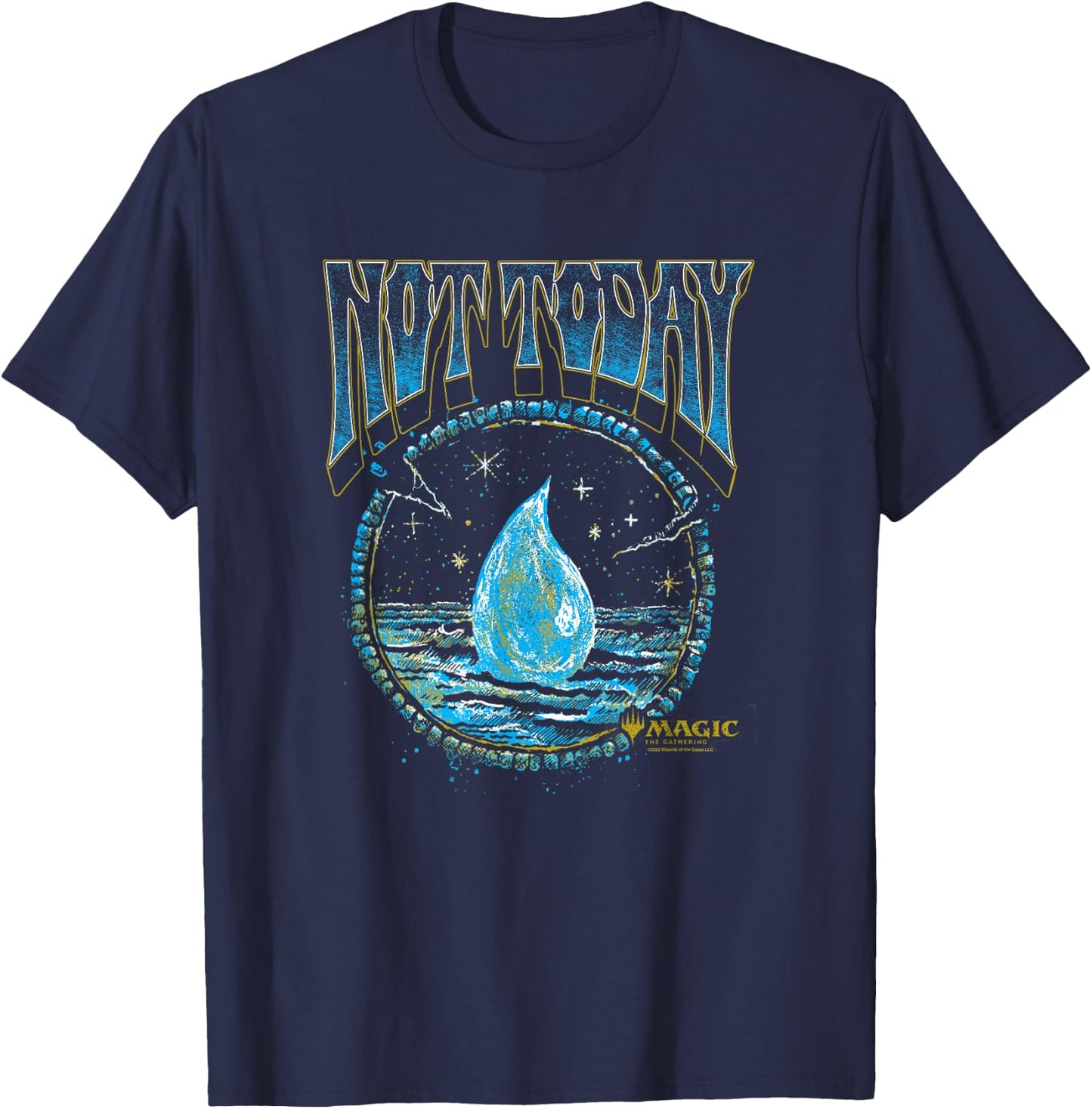 Magic: The Gathering Not Today Blue Mana Artistic Portrait T-Shirt - T-Shirt | Navy