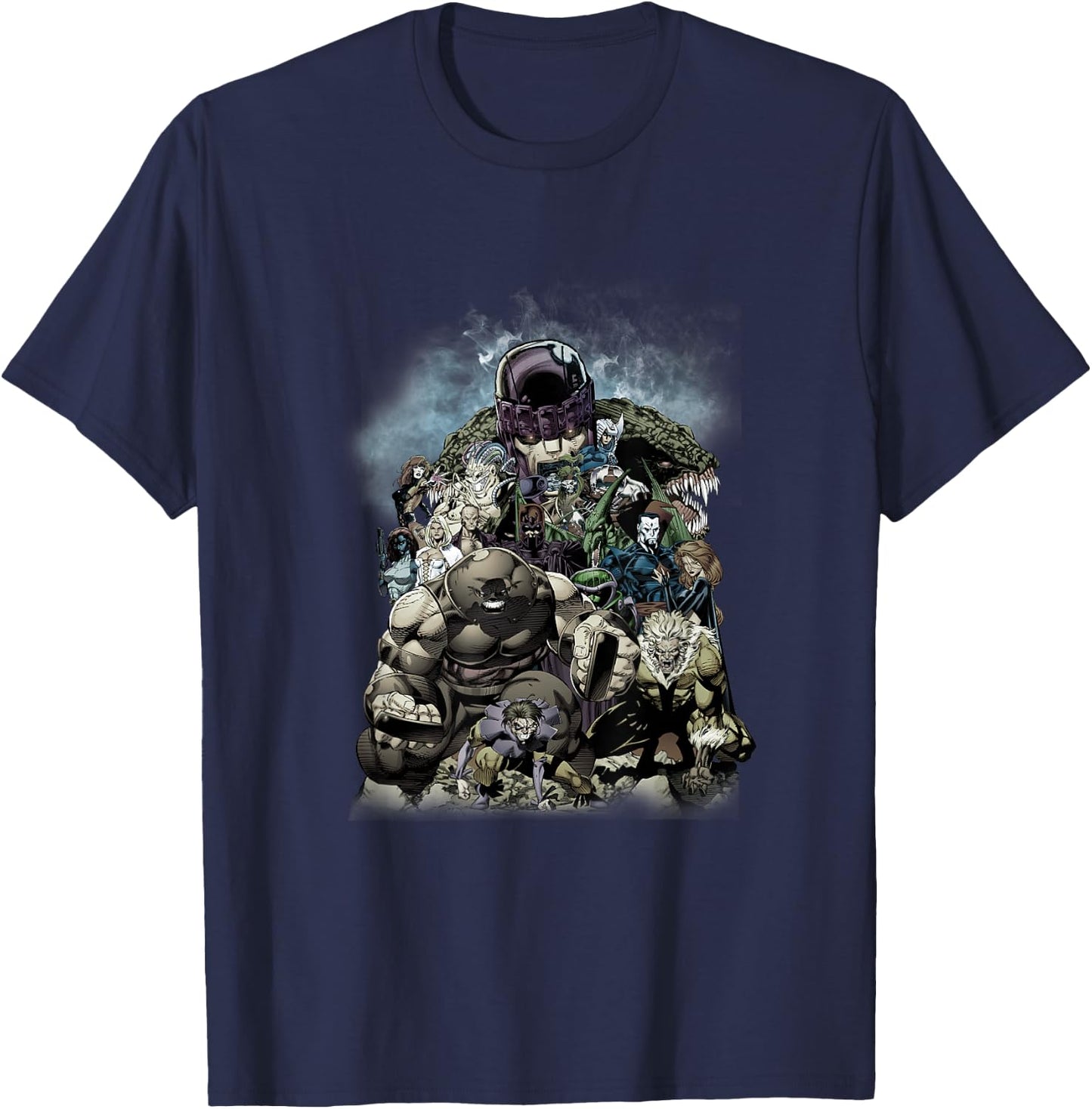 Marvel X-Men Rogues Gallery Iconic Villains Retro Group Shot T-Shirt - T-Shirt | Navy