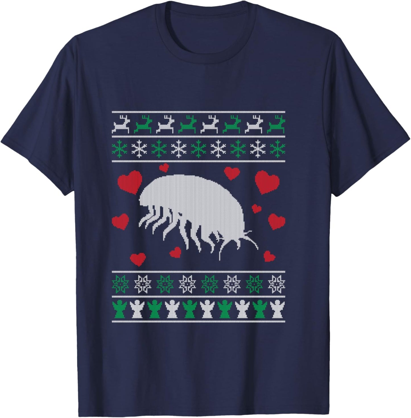 Christmas Isopod Ugly Sweater Winter Rollie Pollie T-Shirt - T-Shirt | Navy