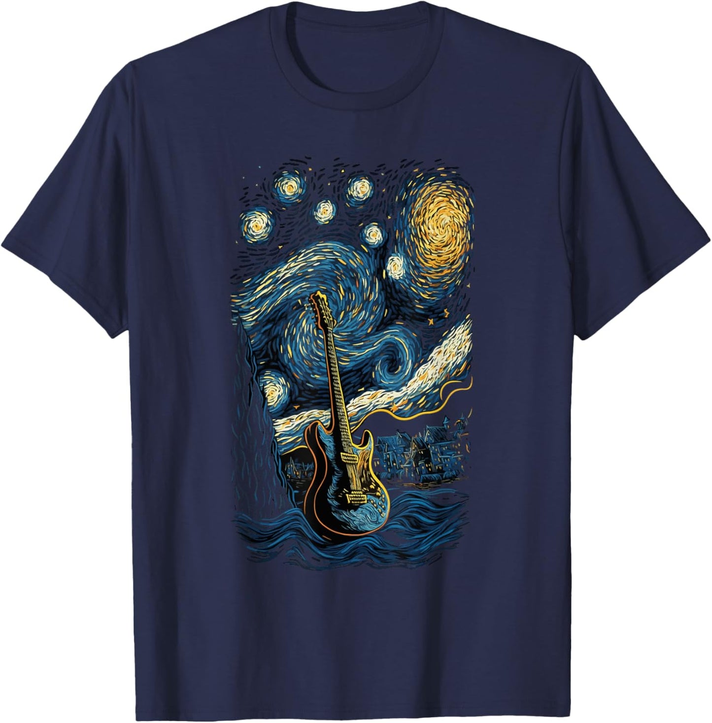 Starry Guitar Gifts Guitarist Rock Concert Festival Guitar T-Shirt - T-Shirt | Navy