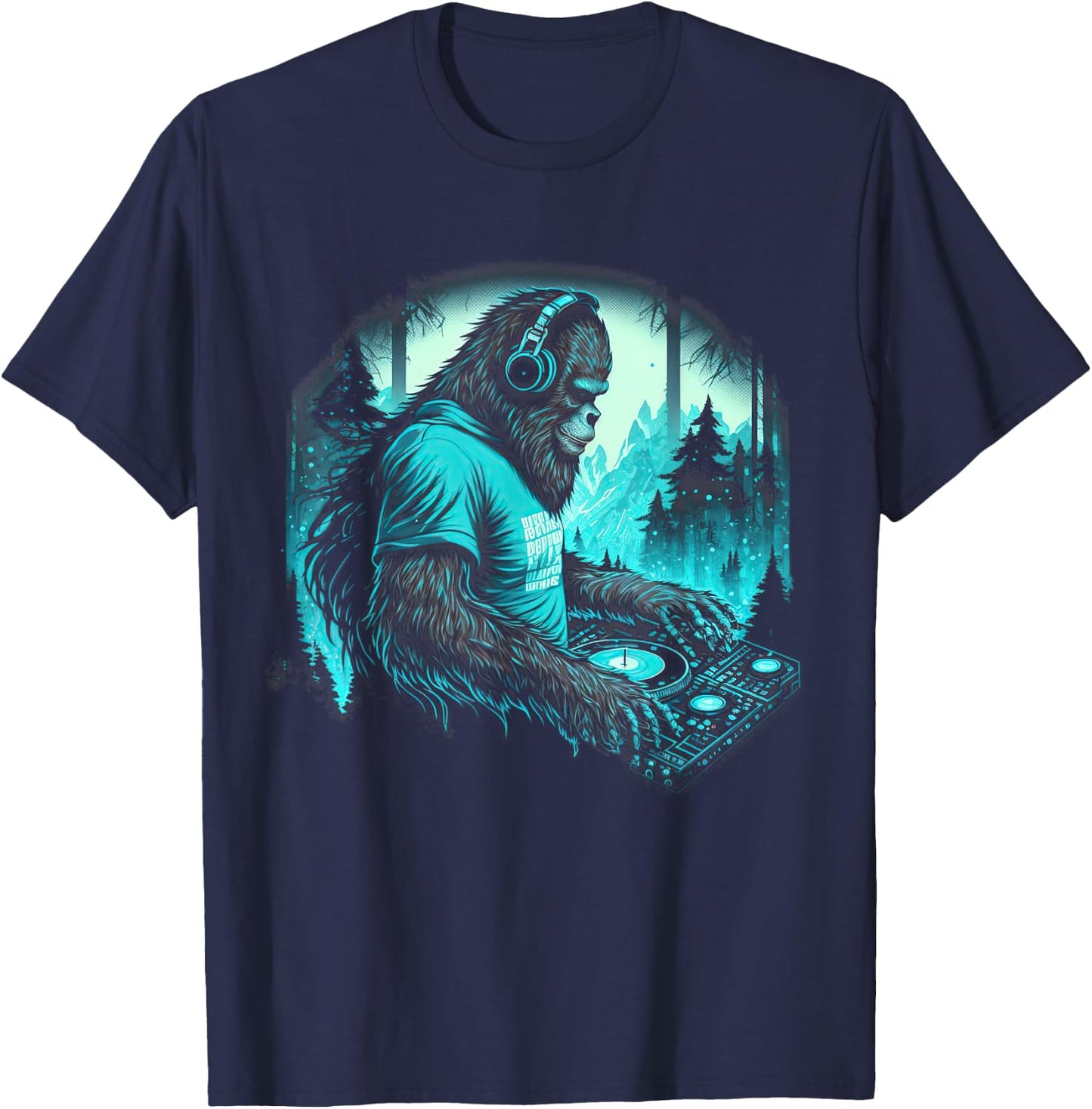 DJ Bigfoot Headphone EDM Music T-Shirt - T-Shirt | Navy