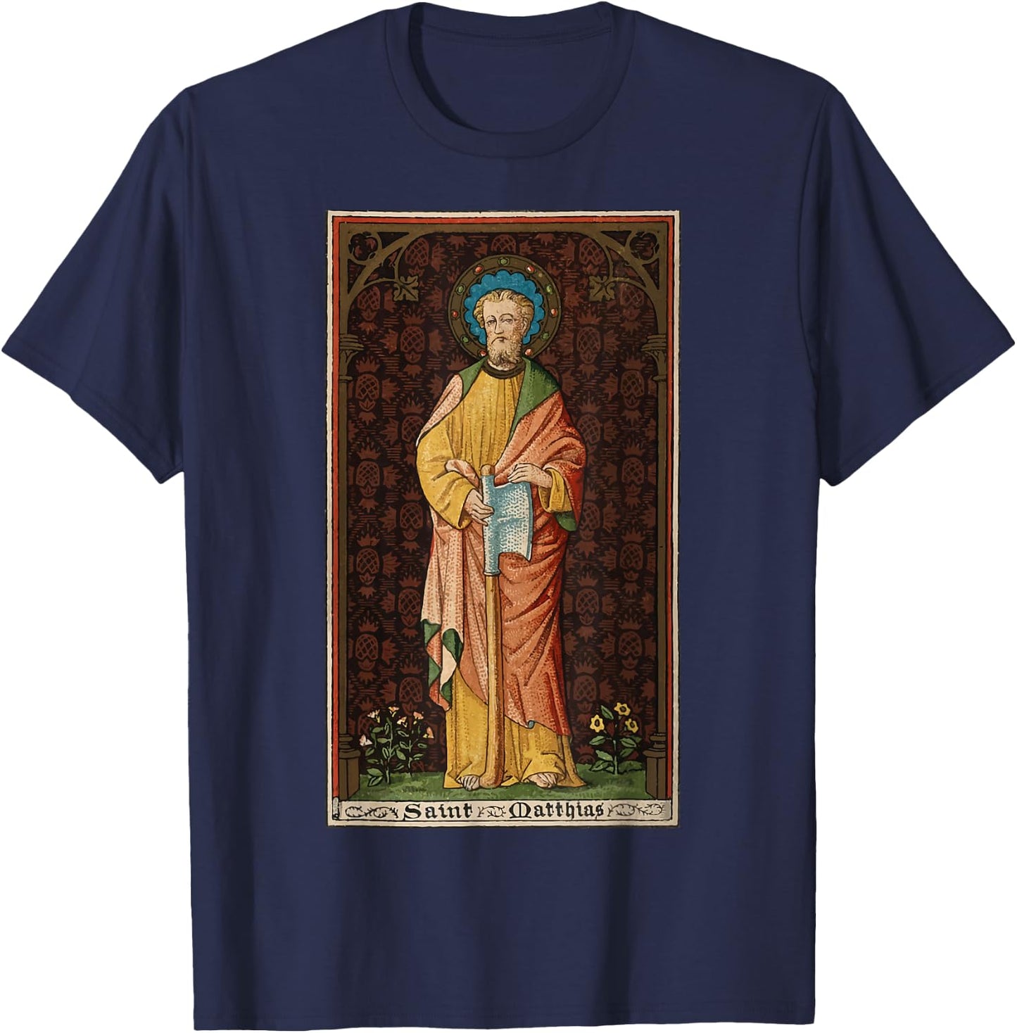 St Matthias the Apostle Axe Vintage Catholic Patron Saint T-Shirt - T-Shirt | Navy